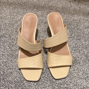 27 EDIT Cream Croc-Embossed Mules